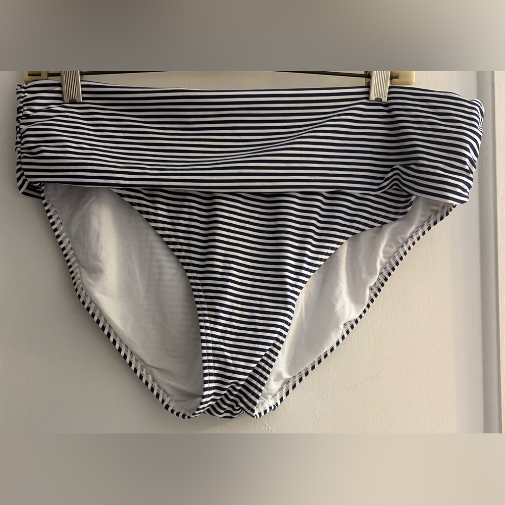 Bond-Eye Australia Bikini Bottom Navy White Fold Over Hi Cut Size US 12